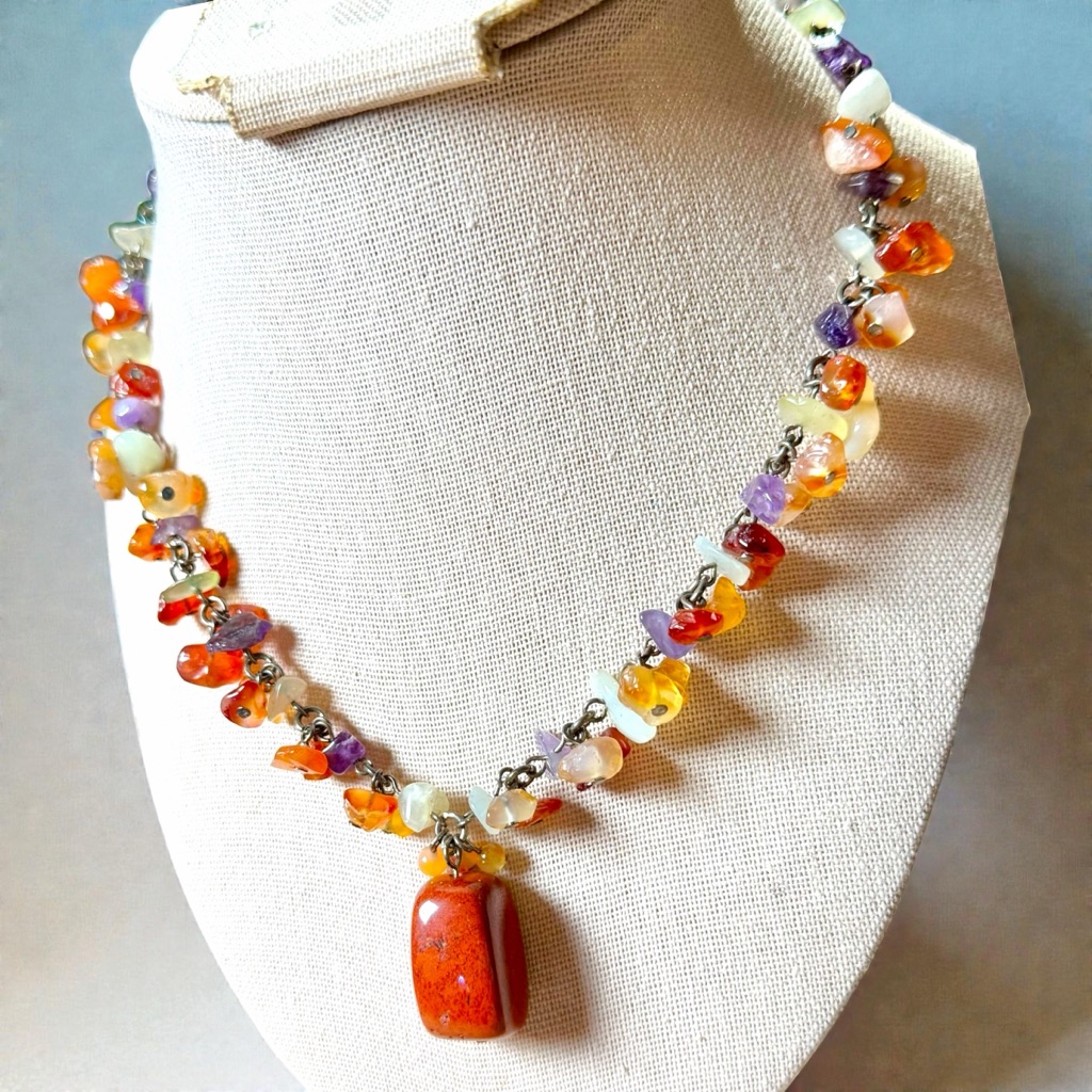 Vintage Carolina Hererra Multicolor Gemstone Necklace 50$